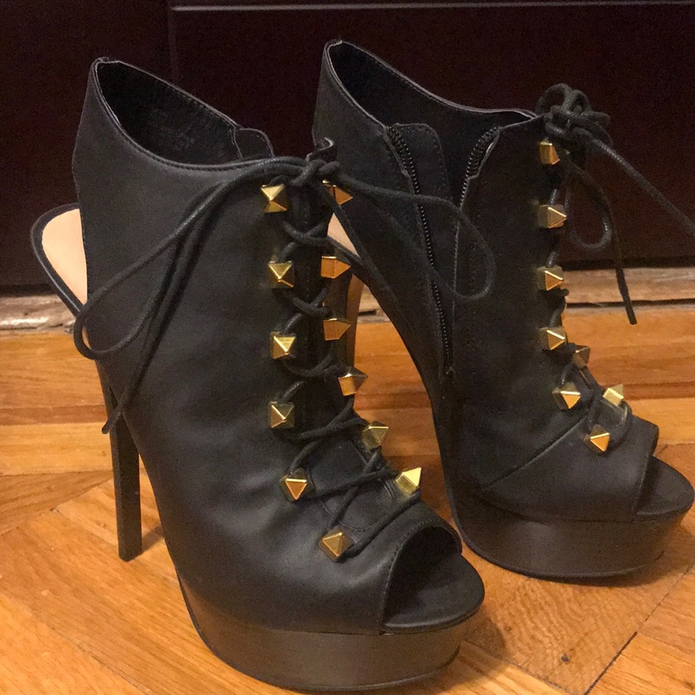 Platform open back heel booties